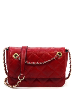 Fashion Quilted Flap Over Crossbody Bag DL710Q RED